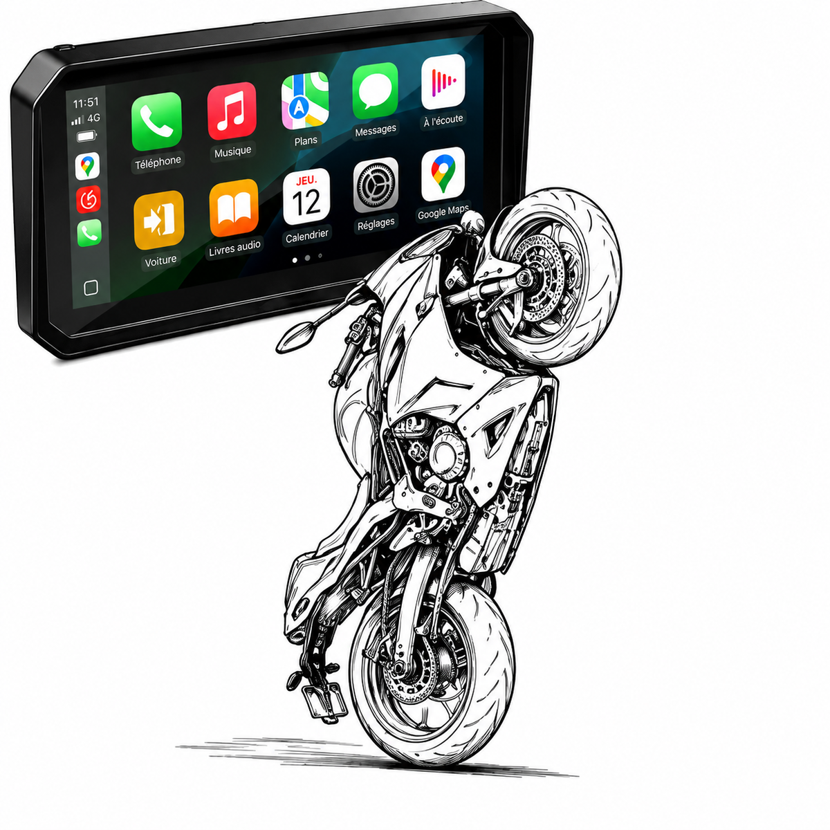 MOTOPLAY 7.2" - CARPLAY SANS FIL - GRAND ÉCRAN