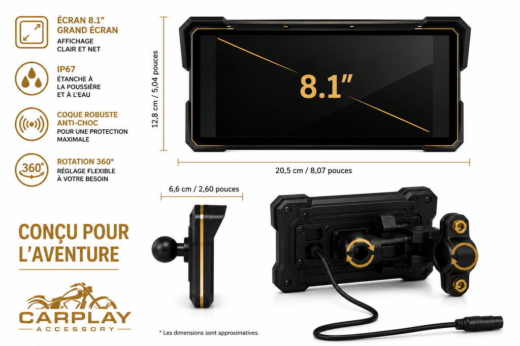 MOTOPLAY  8.1" - CARPLAY SANS FIL - GRAND ÉCRAN