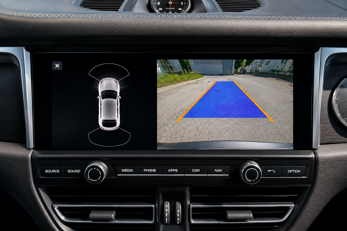 CAMÉRA DE RECUL DYNAMIQUE – PORSCHE MACAN / CAYENNE / PANAMERA – ORIGINE (2012-2023)