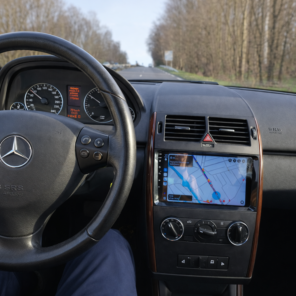 Écran CarPlay Mercedes Classe A intégré tableau de bord