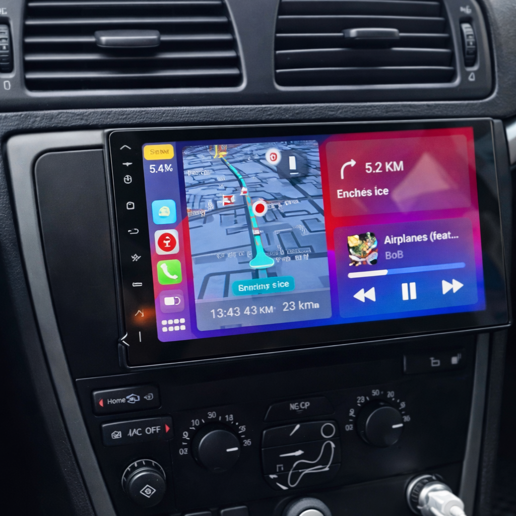 Écran CarPlay Volvo XC70 intégré tableau de bord 