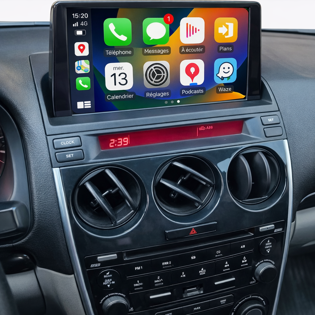 Écran CarPlay Mazda 6 2002-2008 intégré tableau de bord