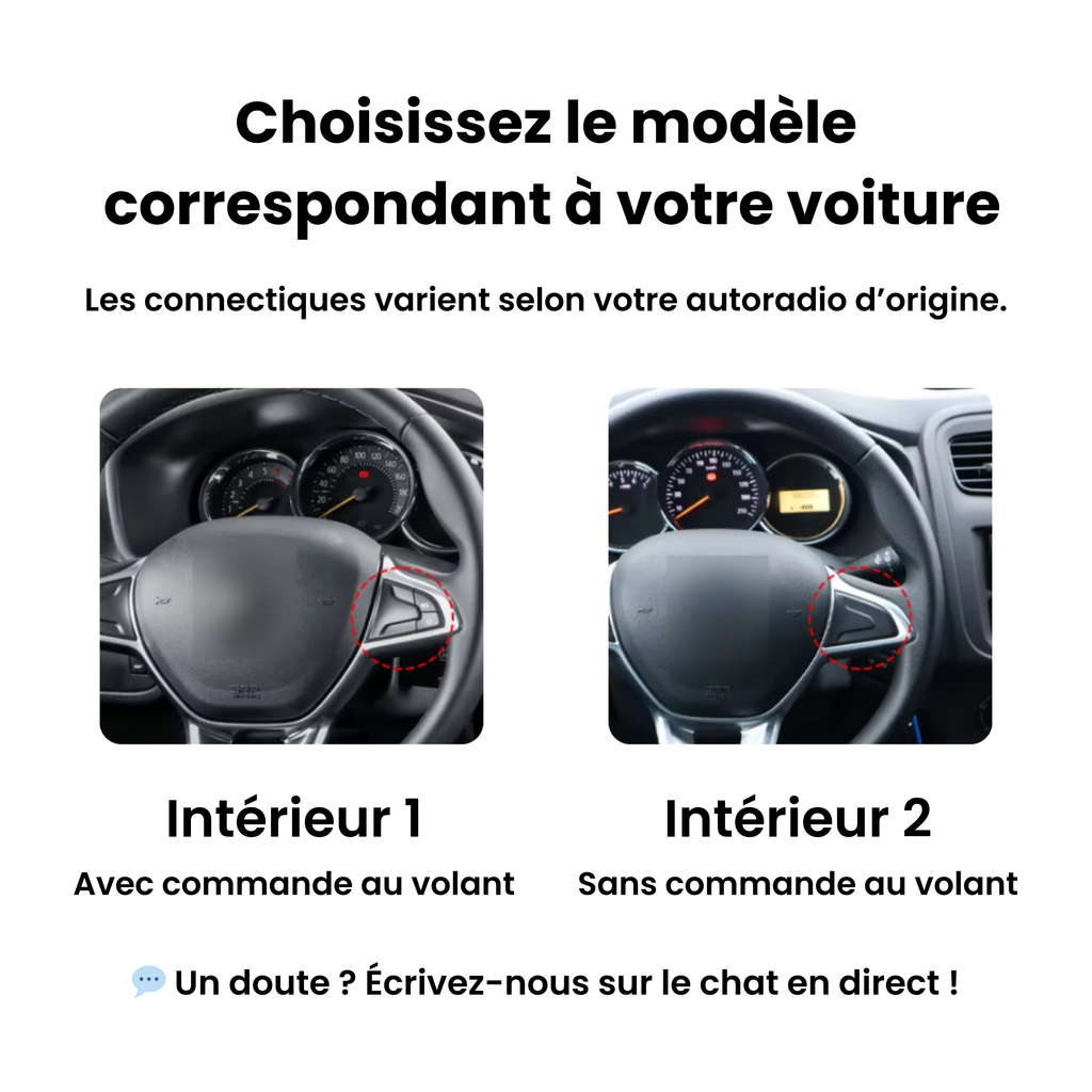Dacia Logan 2 : choisissez l'intérieur 1 (avec commande au volant) ou 2 (sans commande au volant)