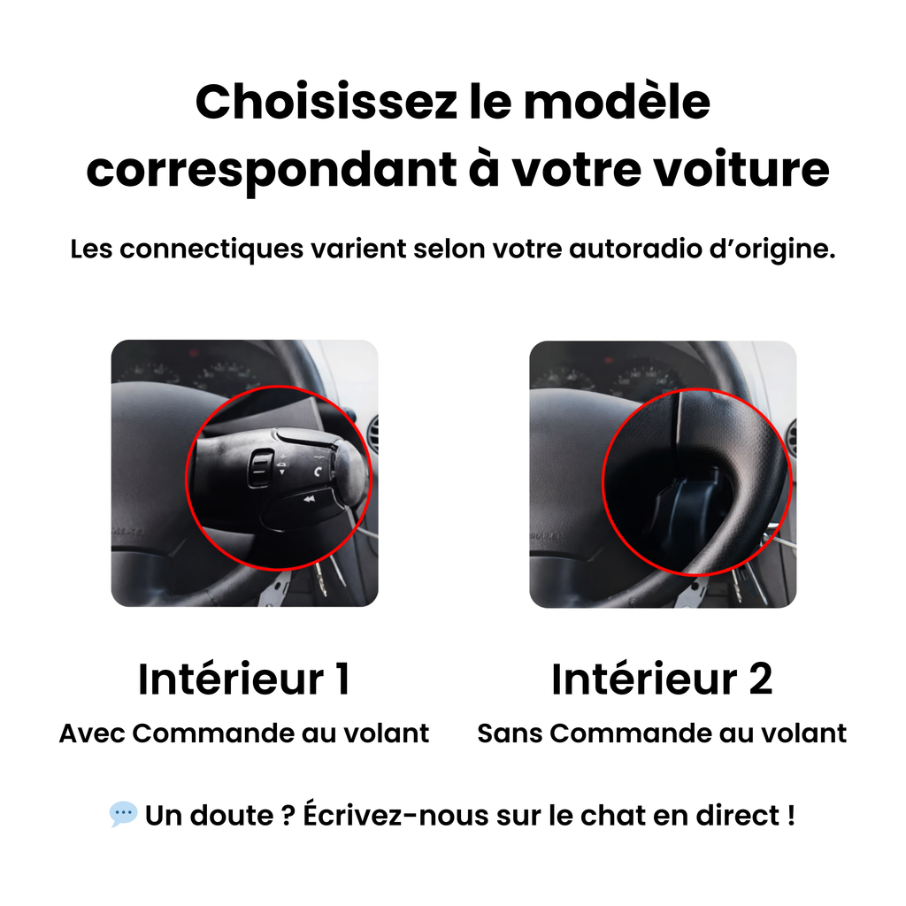 Peugeot 206 : choisissez l'intérieur 1 (avec commande au volant) ou 2 (sans commande au volant)