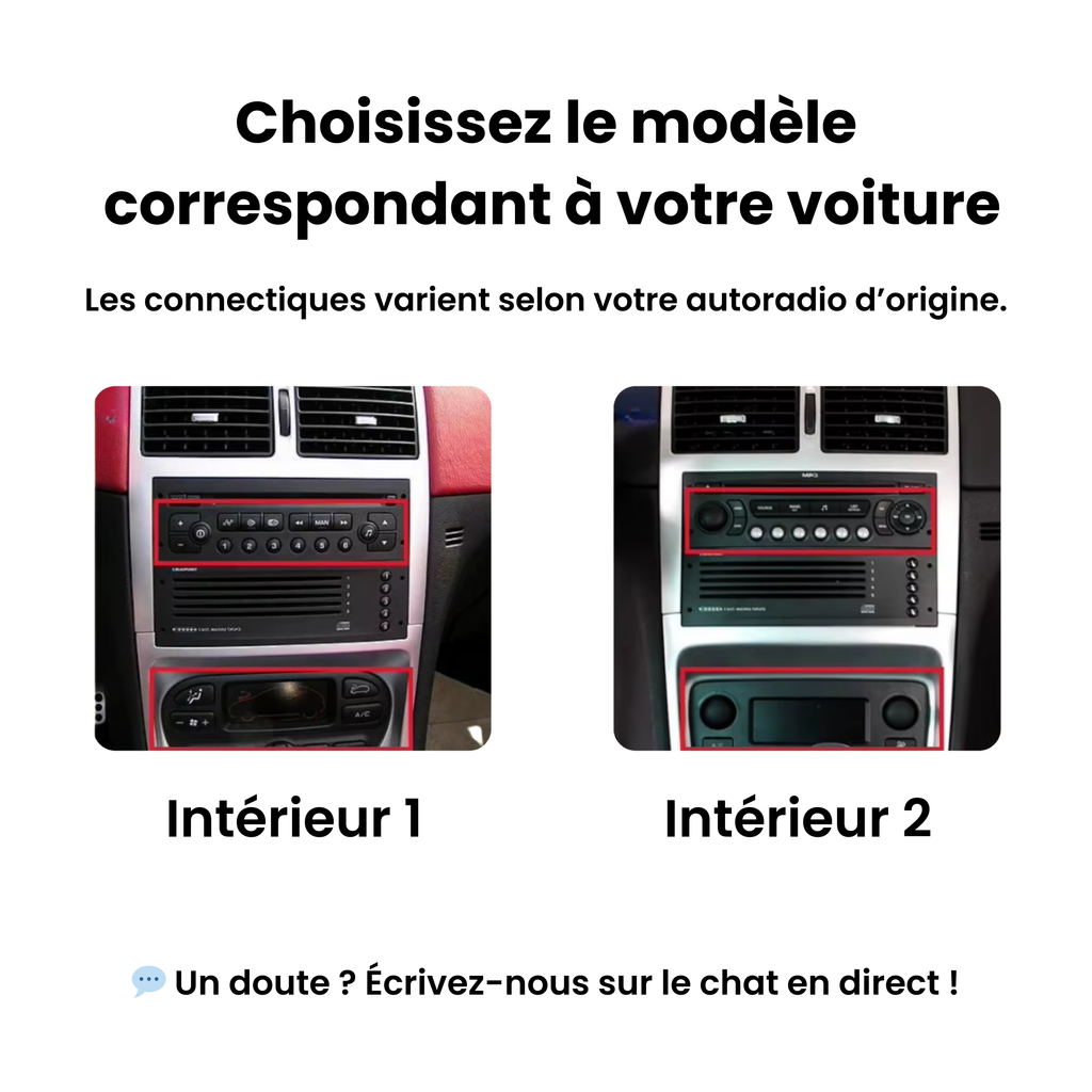 Peugeot 307 : choisissez l'intérieur 1 ou 2 correspondant à votre tableau de bord