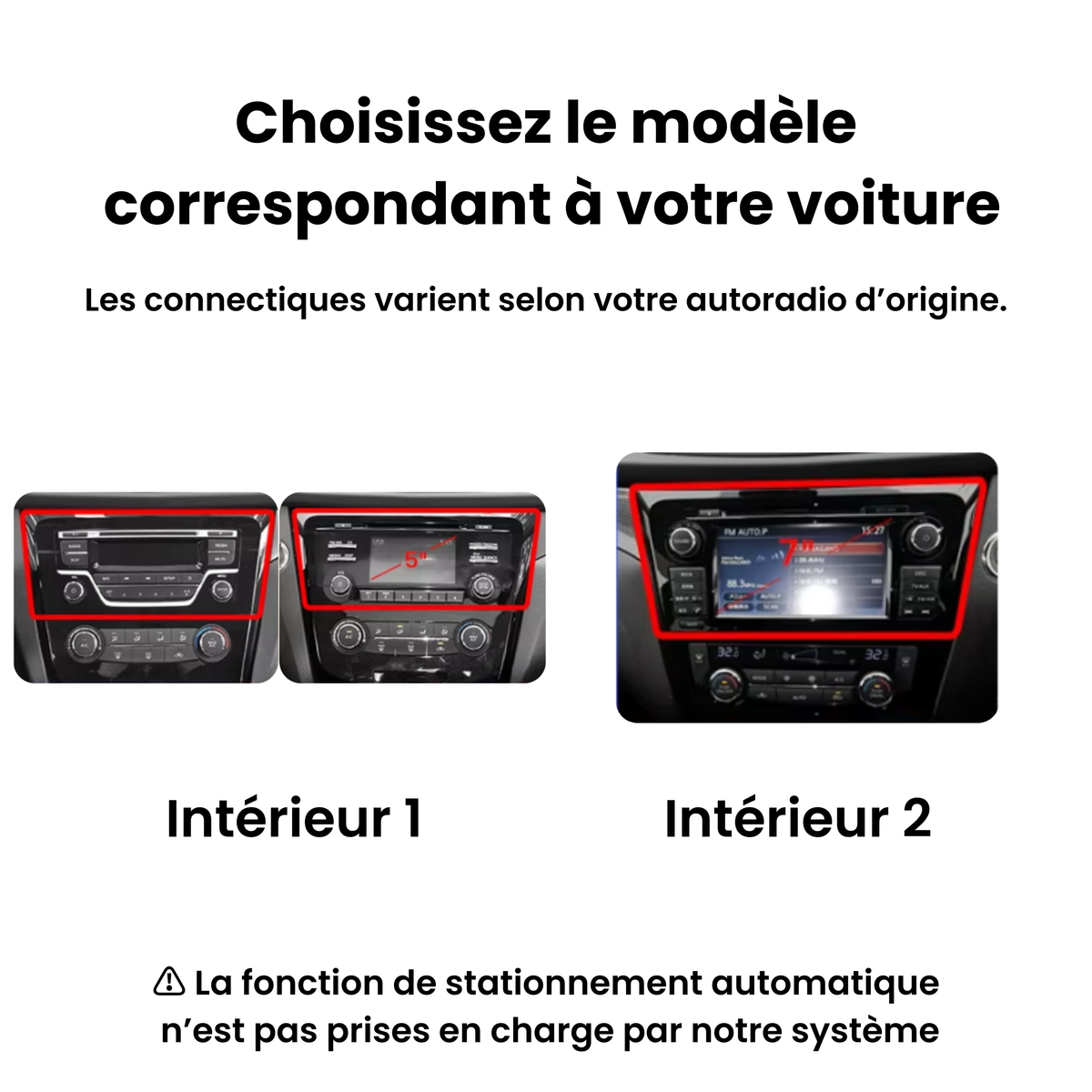 Nissan Qashqai 2 J11 : choisissez l'intérieur 1 ou 2 correspondant à votre tableau de bord