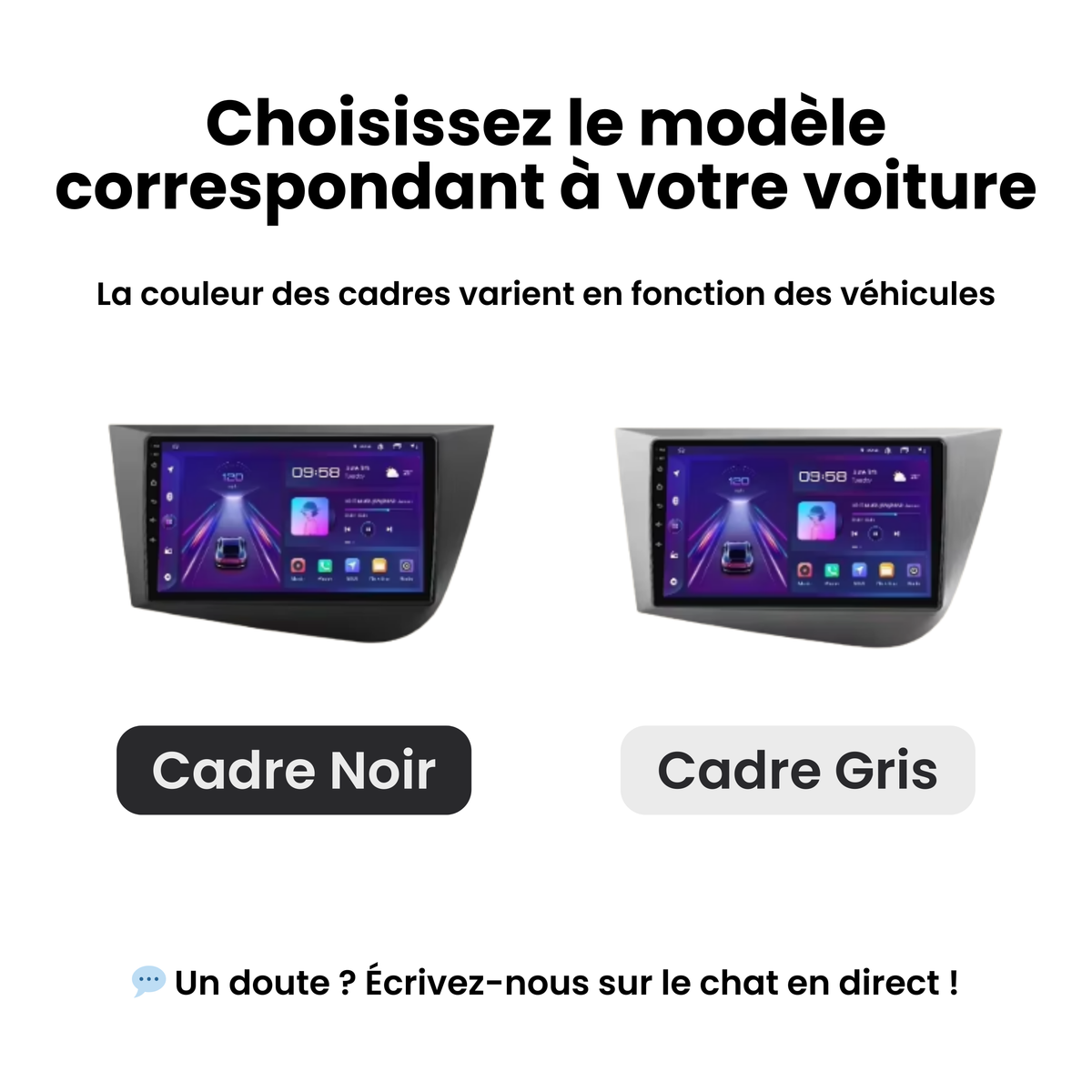 Seat Leon 2 : choisissez le cadre noir ou gris correspondant à votre tableau de bord