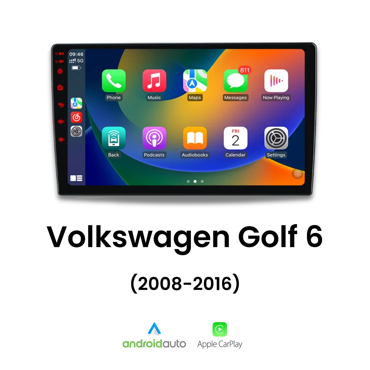 Autoradio CarPlay Volkswagen Golf 6 (2008-2016) : écran 9 pouces, CarPlay et Android Auto sans fil