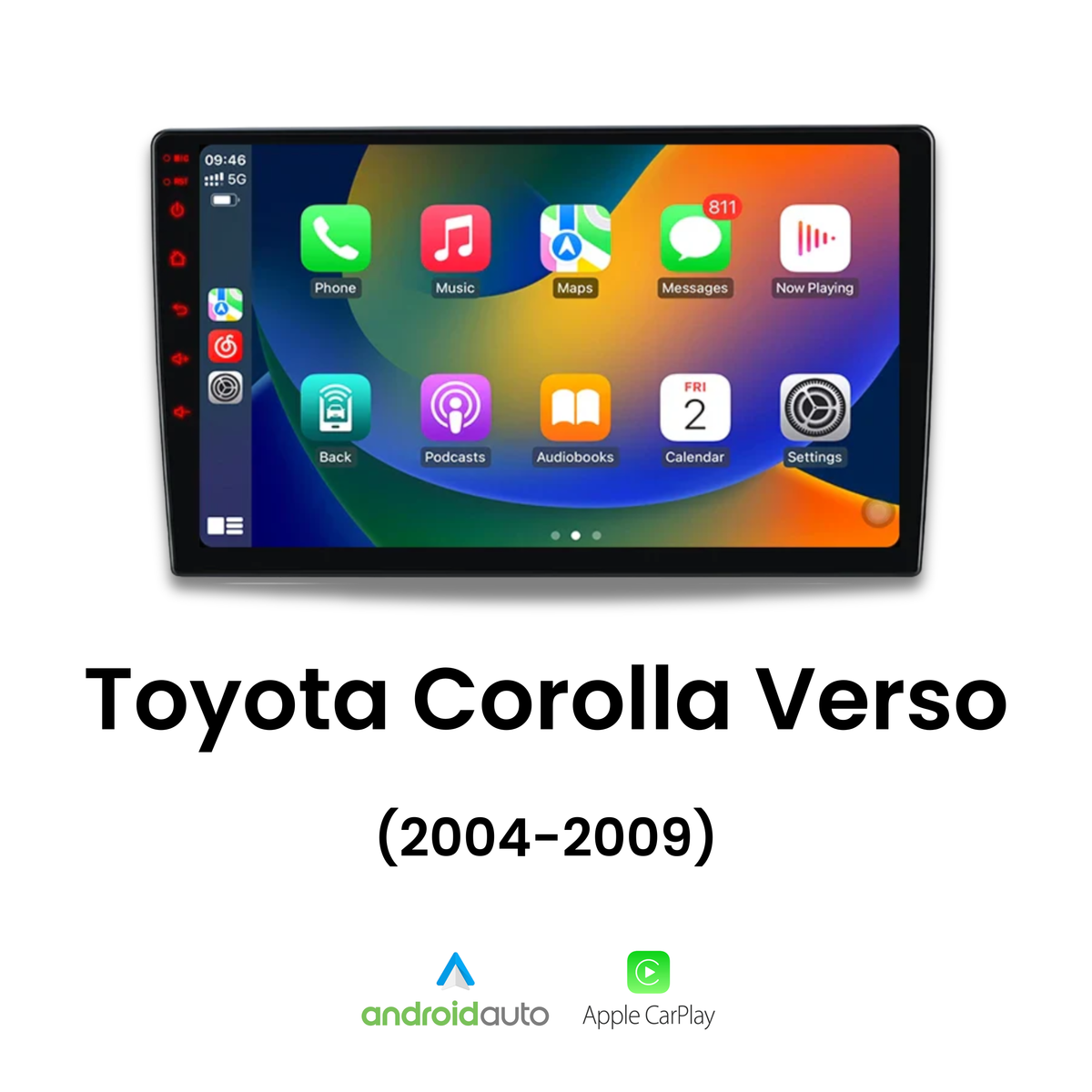 Écran CarPlay Toyota Corolla Verso intégré tableau de bord