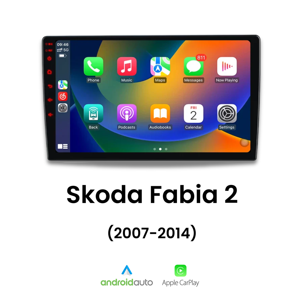 Écran CarPlay Skoda Fabia 2 intégré tableau de bord