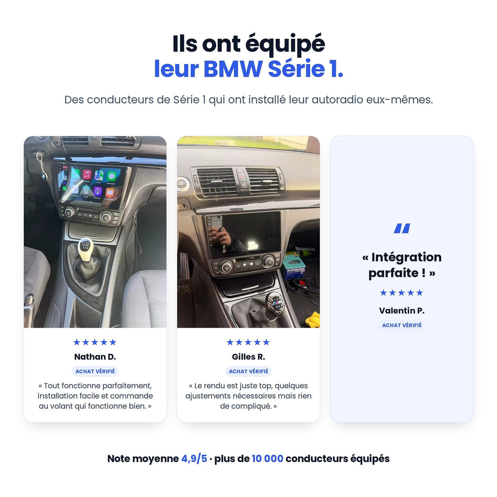 Avis clients vérifiés : BMW Série 1 équipées de l'autoradio CarPlay My Carpplay