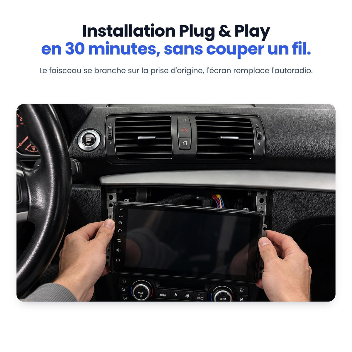 Installation plug and play de l'autoradio CarPlay sur BMW Série 1 en 30 minutes, sans couper de fil