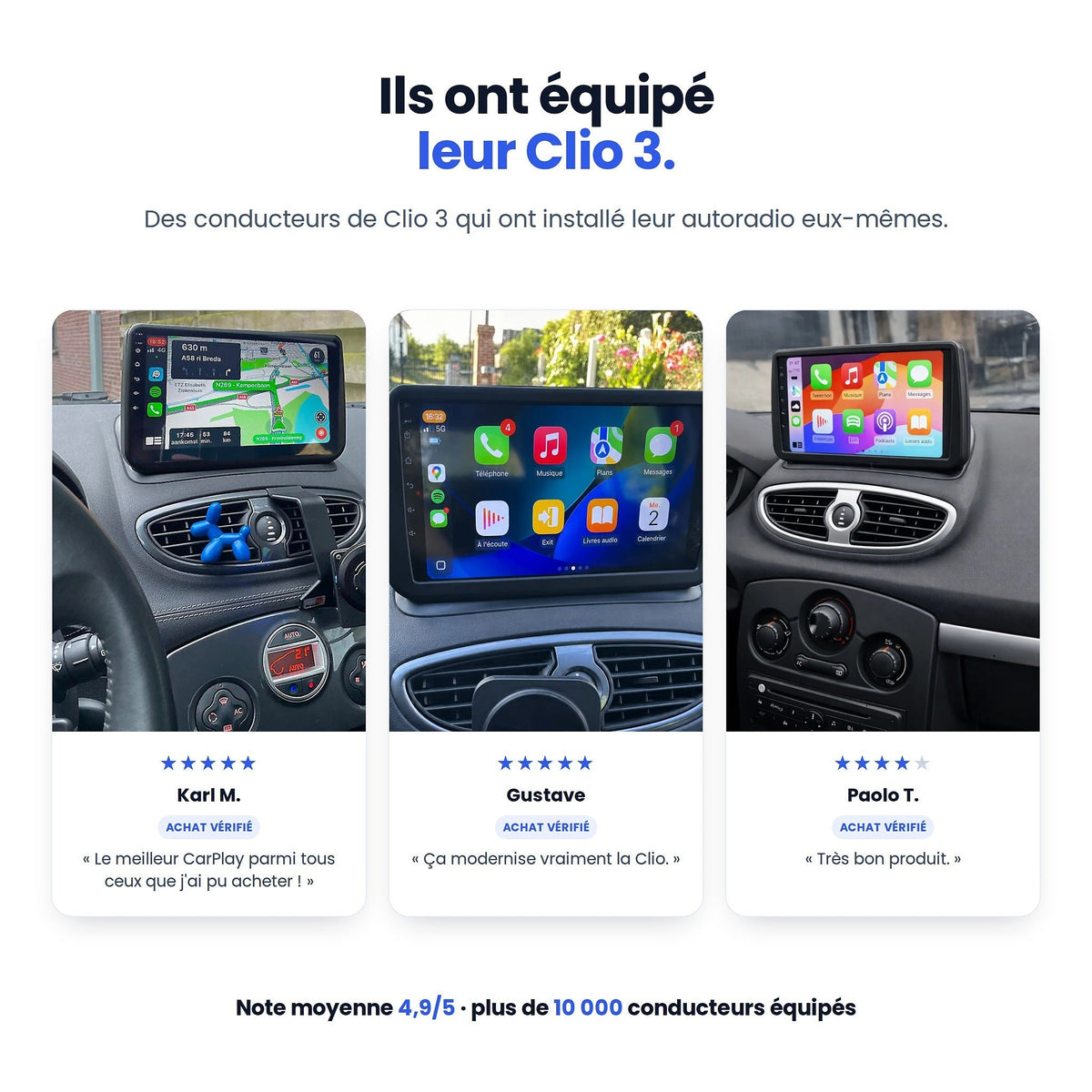 Avis clients vérifiés : Renault Clio 3 équipées de l'autoradio CarPlay My Carpplay