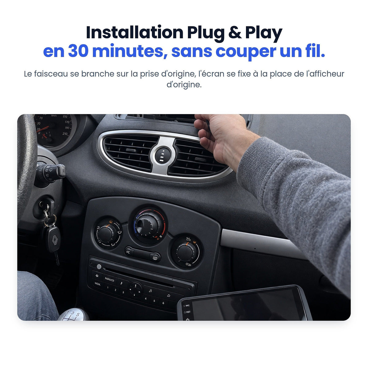 Installation plug and play de l'autoradio CarPlay sur Renault Clio 3 en 30 minutes, sans couper de fil