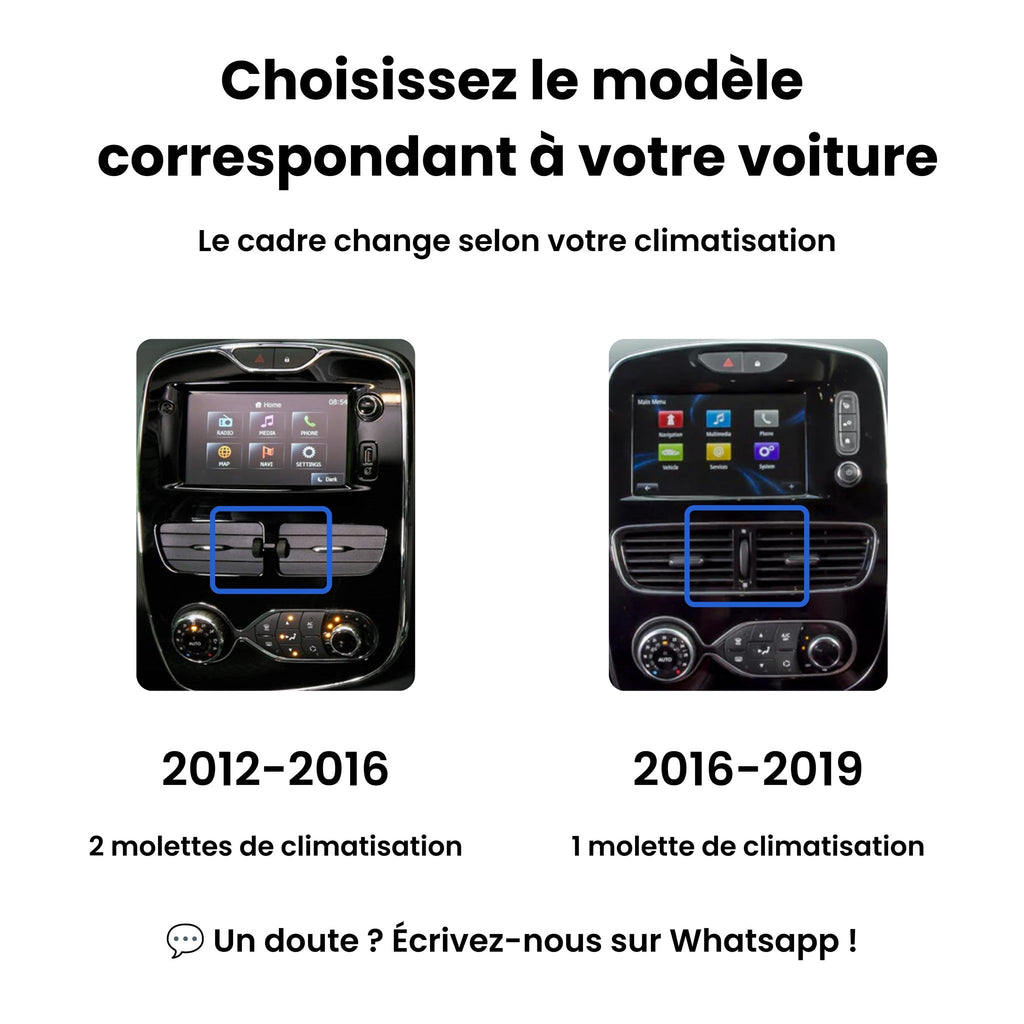 Choisissez votre Clio 4 : 2012-2016 (2 molettes de climatisation) ou 2016-2019 (1 molette)