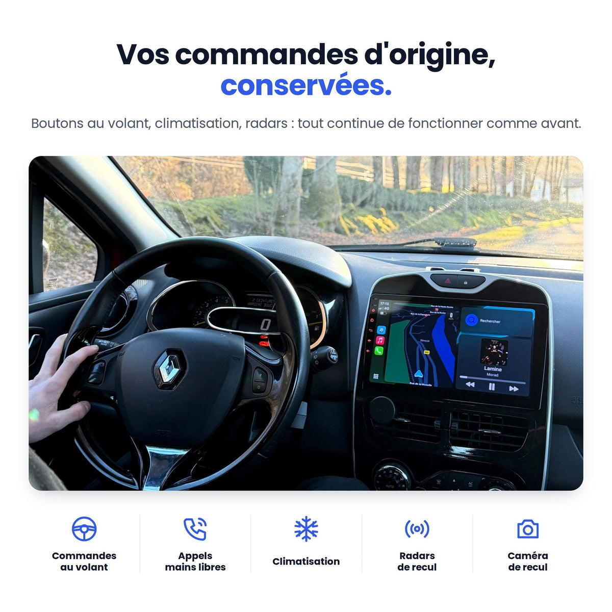 Commandes au volant, climatisation et radars conservés dans la Renault Clio 4