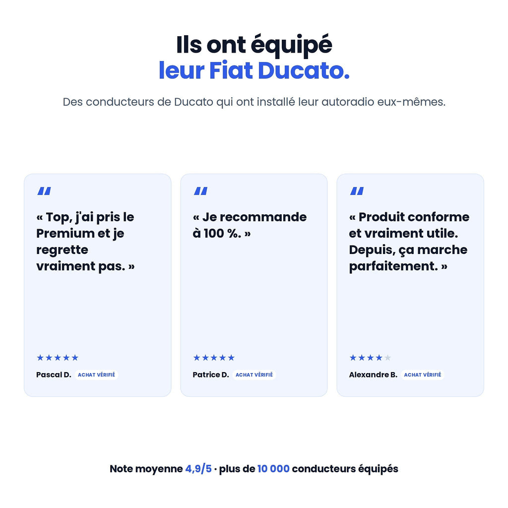 Avis clients vérifiés sur l'autoradio CarPlay Fiat Ducato My Carpplay