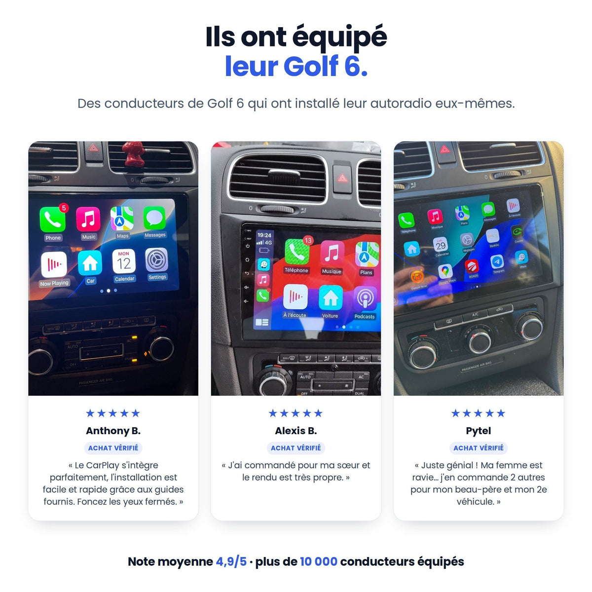 Avis clients : autoradio CarPlay installé dans leur Volkswagen Golf 6