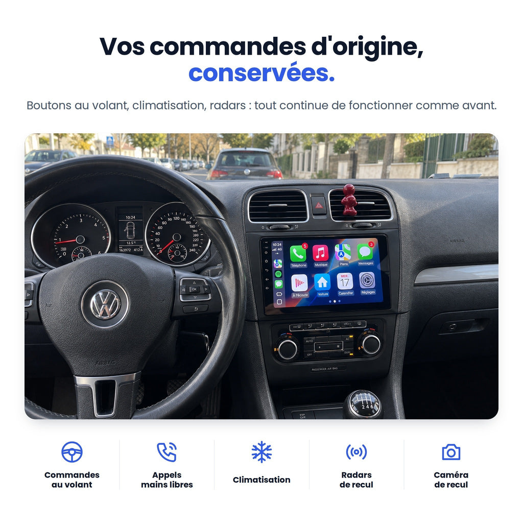 Commandes au volant, climatisation et radars conservés dans la Volkswagen Golf 6