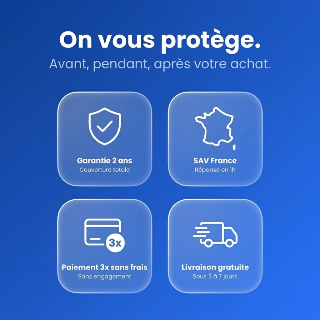 Garanties My Carpplay : 2 ans, SAV France, paiement 3x sans frais, livraison gratuite