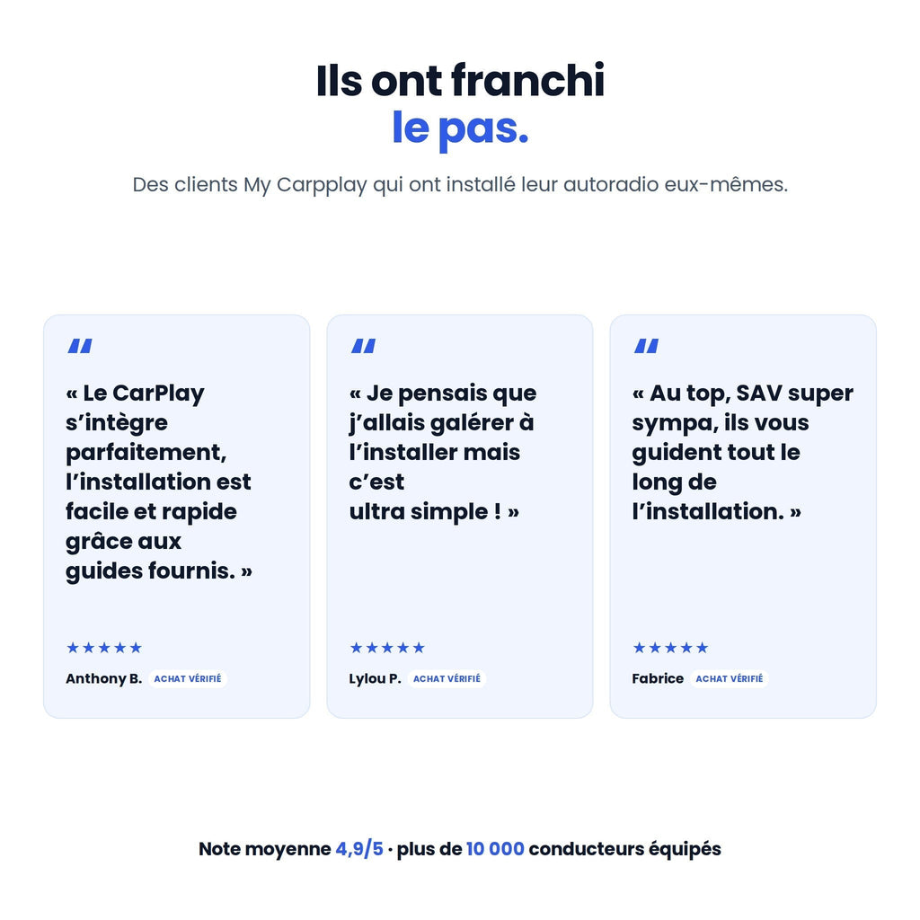 Avis clients My Carpplay : note moyenne 4,9/5