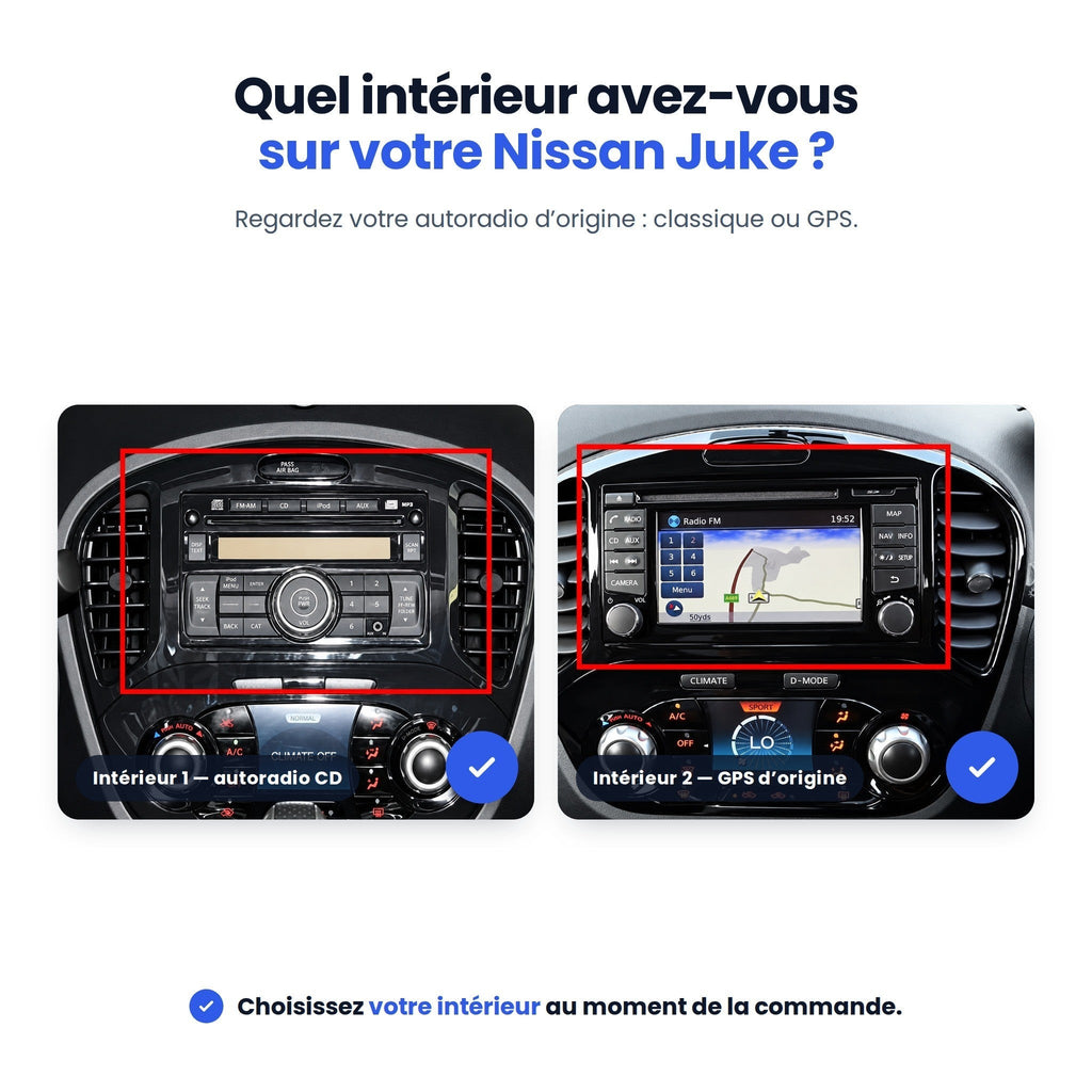 Nissan Juke : intérieur 1 autoradio CD ou intérieur 2 GPS d'origine