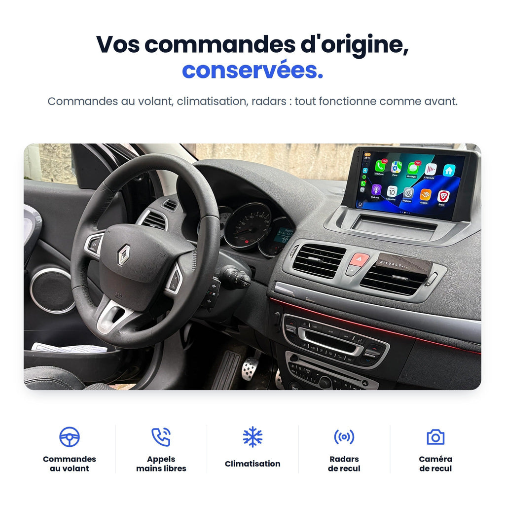 Commandes au volant d'origine conservées sur Renault Mégane 3