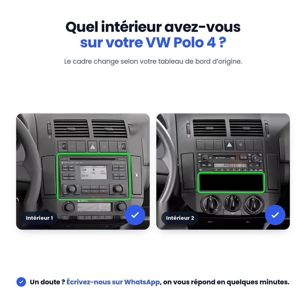VW Polo 4 : intérieur 1 ou intérieur 2, le cadre change selon le tableau de bord d'origine